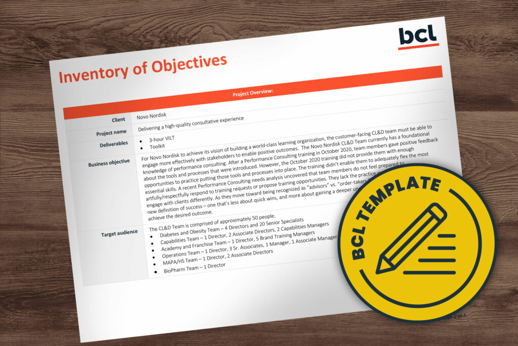 Objectives analysis template